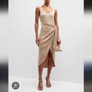 LBLC the Label Eva side-tie wrap dress in the color Clay. 